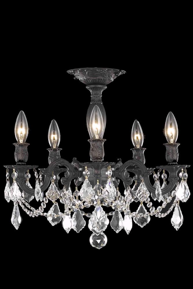 Elegant Furniture & Lighting - Rosalia 5 light Dark Bronze Flush Mount Clear Royal Cut Crystal - 9205F18DB/RC veiw 1