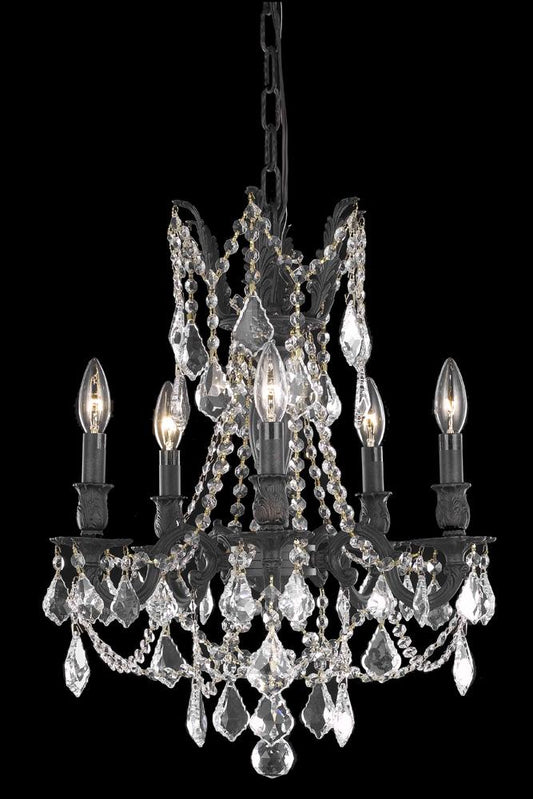 Elegant Furniture & Lighting - Rosalia 5 light Dark Bronze Pendant Clear Royal Cut Crystal - 9205D18DB/RC veiw 1