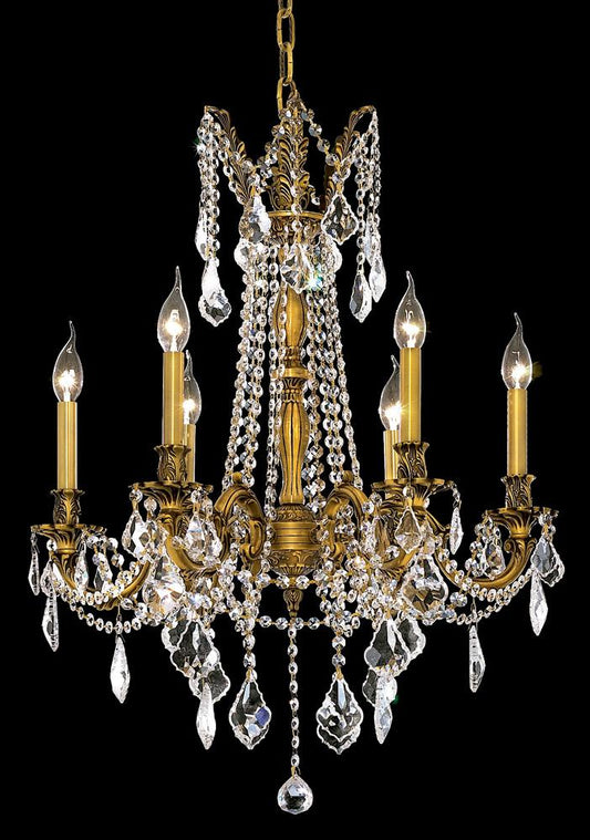 Elegant Furniture & Lighting - Rosalia 6 light French Gold Chandelier Clear Royal Cut Crystal - 9206D23FG/RC veiw 1
