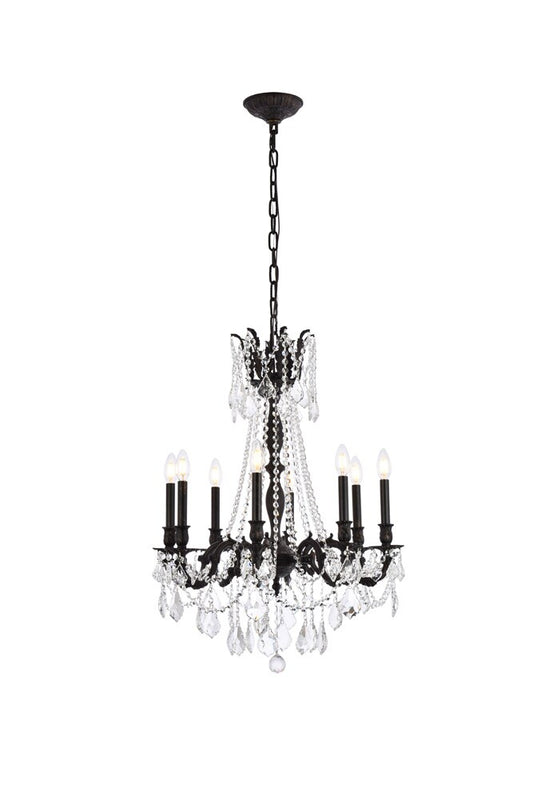 Elegant Furniture & Lighting - Rosalia 8 light Dark Bronze Chandelier Clear Royal Cut Crystal - 9208D24DB/RC veiw 1
