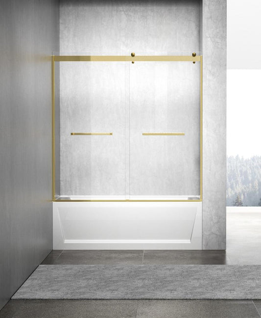 Elegant Furniture & Lighting - Ross Frameless tub door 60 x 60 Brushed Gold - TD222-6060BGD veiw 1