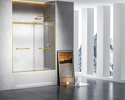 Elegant Furniture & Lighting - Ross Frameless tub door 60 x 60 Brushed Gold - TD222-6060BGD veiw 3