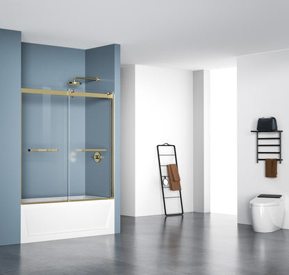 Elegant Furniture & Lighting - Ross Frameless tub door 60 x 60 Brushed Gold - TD222-6060BGD veiw 4