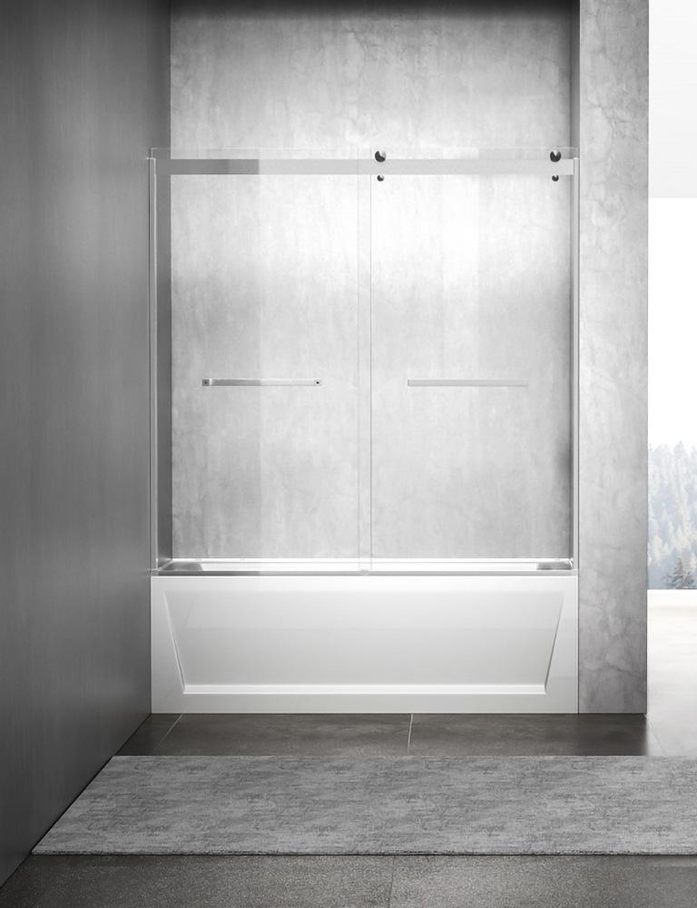 Elegant Furniture & Lighting - Ross Frameless tub door 60 x 60 Brushed Nickel - TD222-6060BNK veiw 1