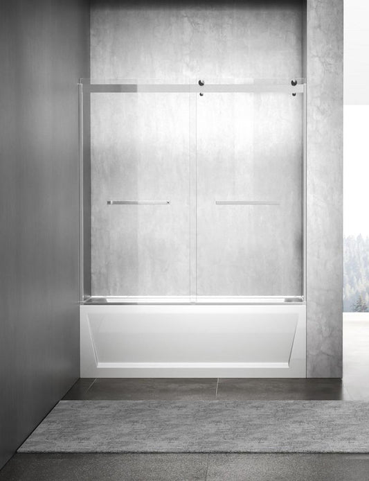 Elegant Furniture & Lighting - Ross Frameless tub door 60 x 60 Brushed Nickel - TD222-6060BNK veiw 1