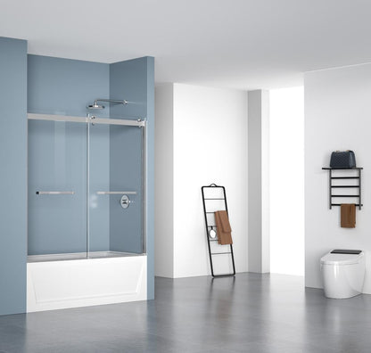 Elegant Furniture & Lighting - Ross Frameless tub door 60 x 60 Brushed Nickel - TD222-6060BNK veiw 4