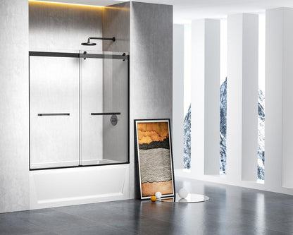 Elegant Furniture & Lighting - Ross Frameless tub door 60 x 60 Matte Black - TD222-6060MBK veiw 4