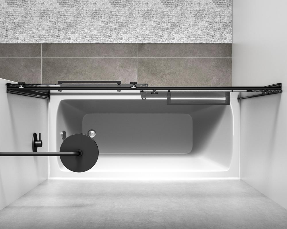 Elegant Furniture & Lighting - Ross Frameless tub door 60 x 60 Matte Black - TD222-6060MBK veiw 5