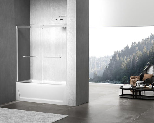 Elegant Furniture & Lighting - Ross Frameless tub door 60 x 60 Polished Chrome - TD222-6060PCH veiw 2