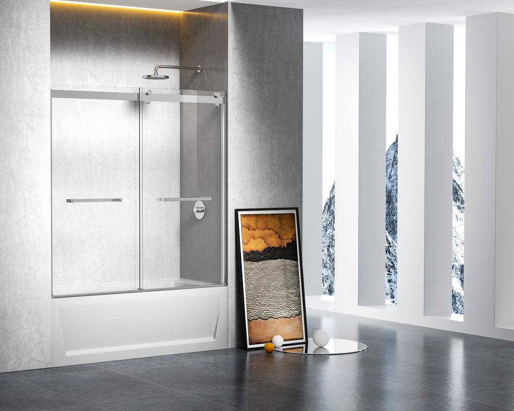 Elegant Furniture & Lighting - Ross Frameless tub door 60 x 60 Polished Chrome - TD222-6060PCH veiw 3