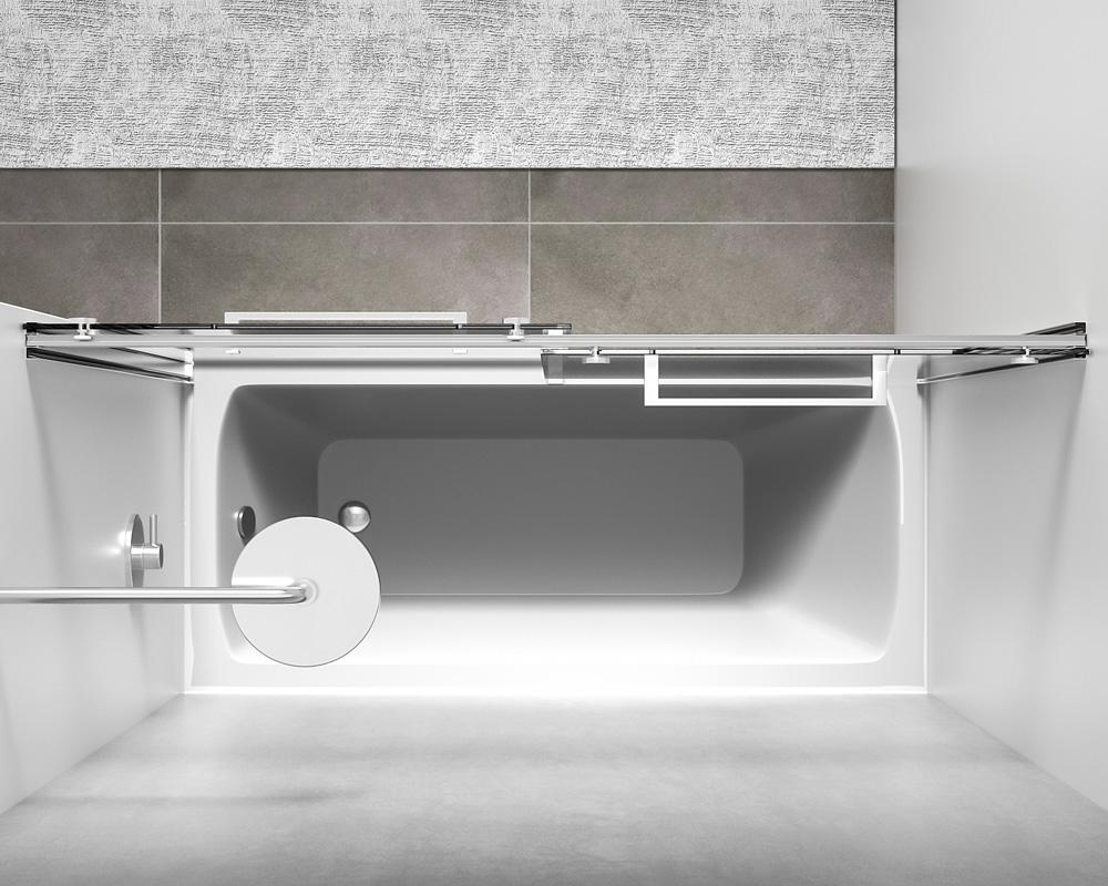 Elegant Furniture & Lighting - Ross Frameless tub door 60 x 60 Polished Chrome - TD222-6060PCH veiw 5