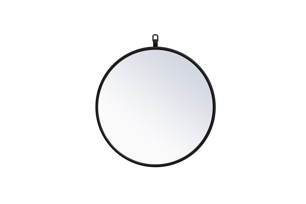 Elegant Furniture & Lighting - Rowan Metal frame round mirror with decorative hook 18 inch in Black - MR4718BK veiw 1