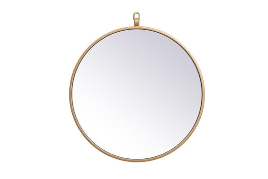 Elegant Furniture & Lighting - Rowan Metal frame round mirror with decorative hook 18 inch in Brass - MR4718BR veiw 1