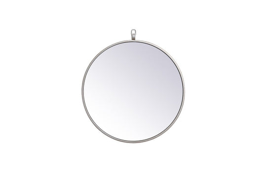 Elegant Furniture & Lighting - Rowan Metal frame round mirror with decorative hook 18 inch in silver - MR4718S veiw 1