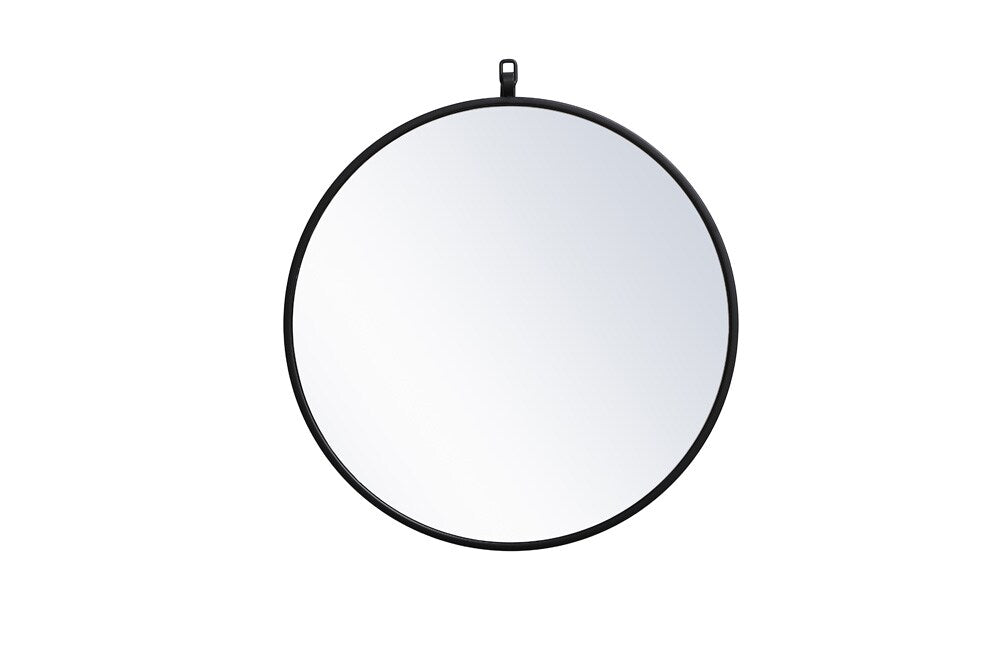 Elegant Furniture & Lighting - Rowan Metal frame round mirror with decorative hook 21 inch in Black - MR4721BK veiw 1