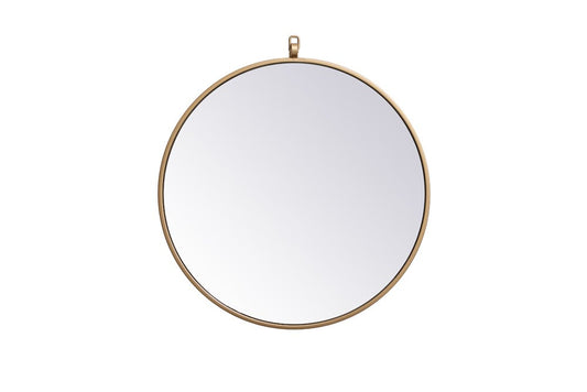 Elegant Furniture & Lighting - Rowan Metal frame round mirror with decorative hook 21 inch in Brass - MR4721BR veiw 1