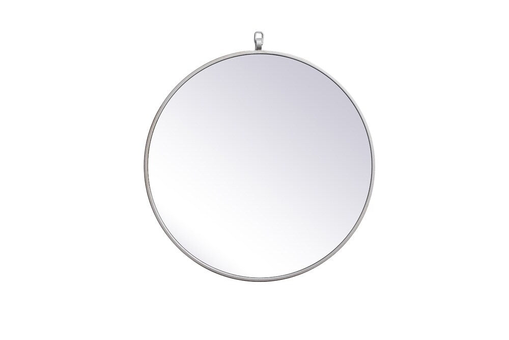 Elegant Furniture & Lighting - Rowan Metal frame round mirror with decorative hook 21 inch in silver - MR4721S veiw 1