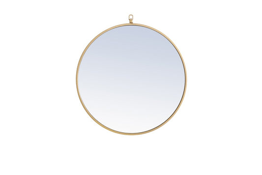 Elegant Furniture & Lighting - Rowan Metal frame Round Mirror with decorative hook 24 inch Brass finish - MR4052BR veiw 1