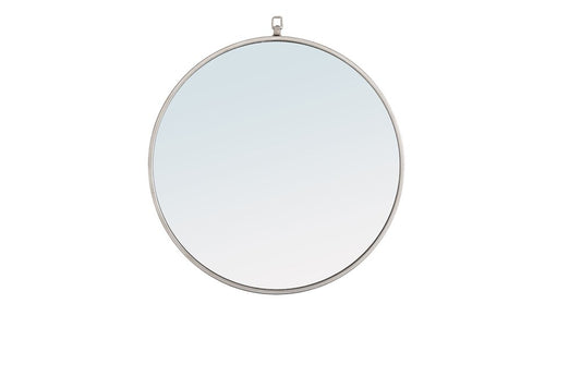 Elegant Furniture & Lighting - Rowan Metal frame Round Mirror with decorative hook 24 inch Silver finish - MR4053S veiw 1