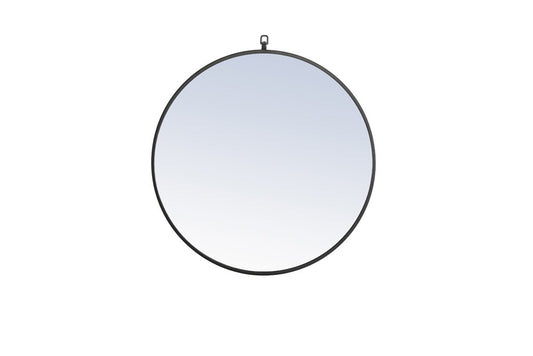 Elegant Furniture & Lighting - Rowan Metal frame Round Mirror with decorative hook 28 inch Black finish - MR4054BK veiw 1