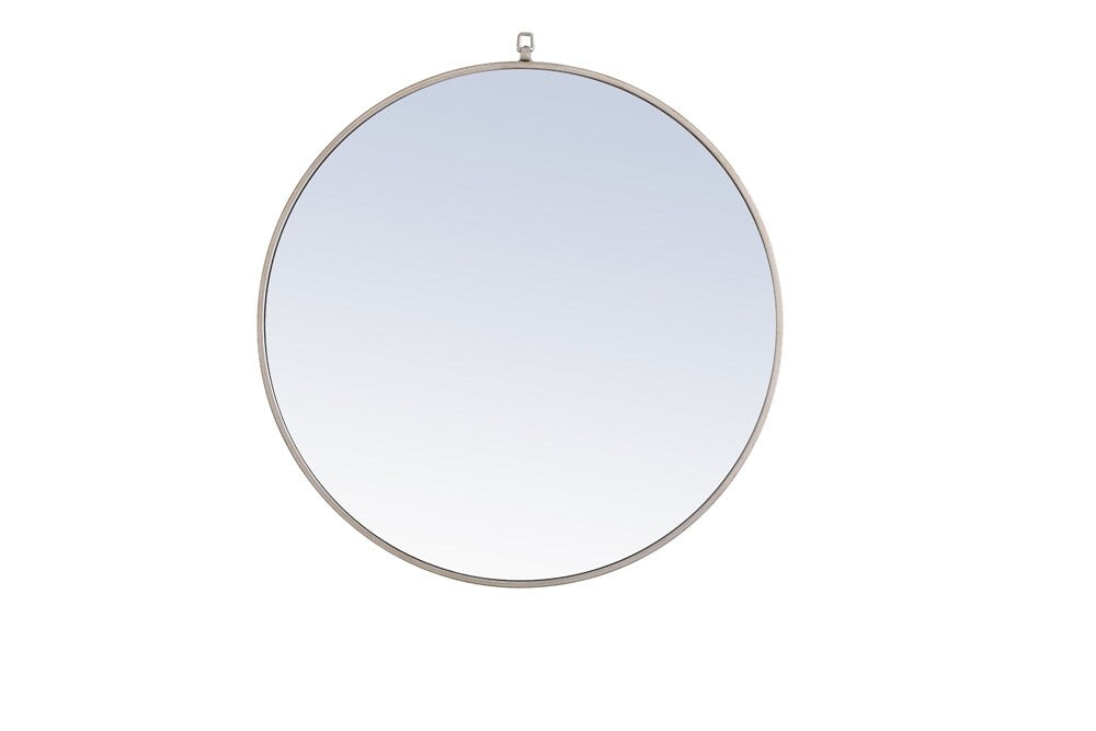 Elegant Furniture & Lighting - Rowan Metal frame Round Mirror with decorative hook 32 inch Silver finish - MR4059S veiw 1