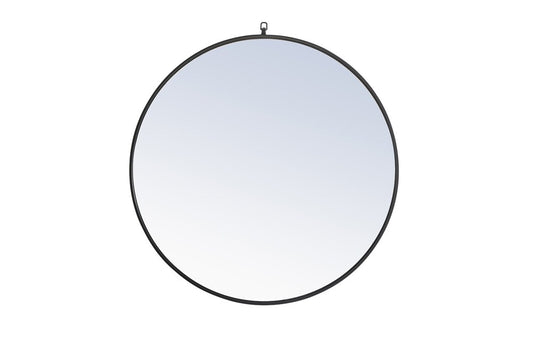 Elegant Furniture & Lighting - Rowan Metal frame Round Mirror with decorative hook 36 inch Black finish - MR4061BK veiw 1