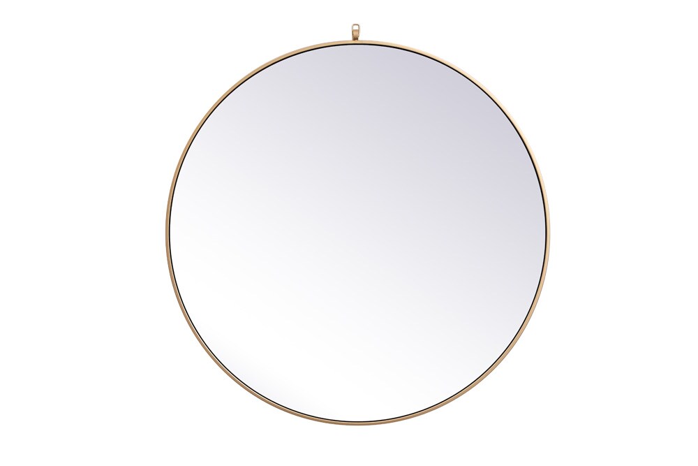 Elegant Furniture & Lighting - Rowan Metal frame round mirror with decorative hook 39 inch in Brass - MR4739BR veiw 1