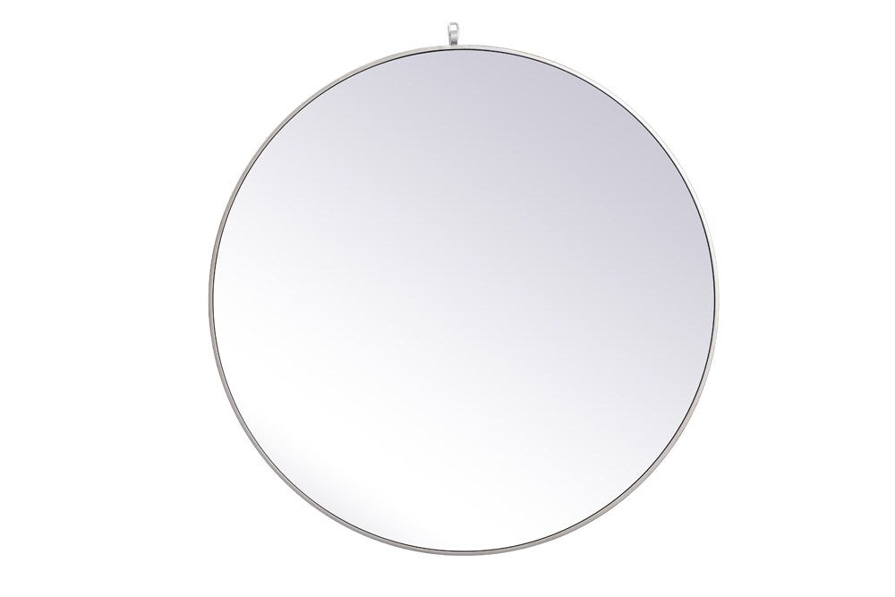 Elegant Furniture & Lighting - Rowan Metal frame round mirror with decorative hook 39 inch in silver - MR4739S veiw 1