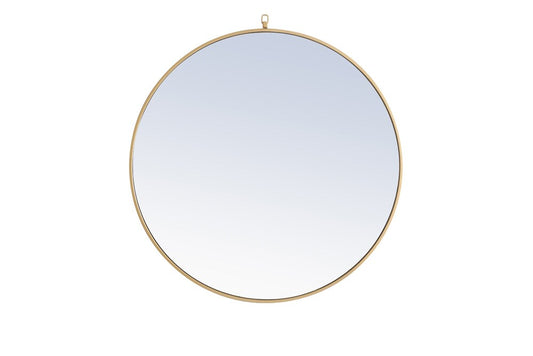Elegant Furniture & Lighting - Rowan Metal frame Round Mirror with decorative hook 42 inch Brass finish - MR4065BR veiw 1