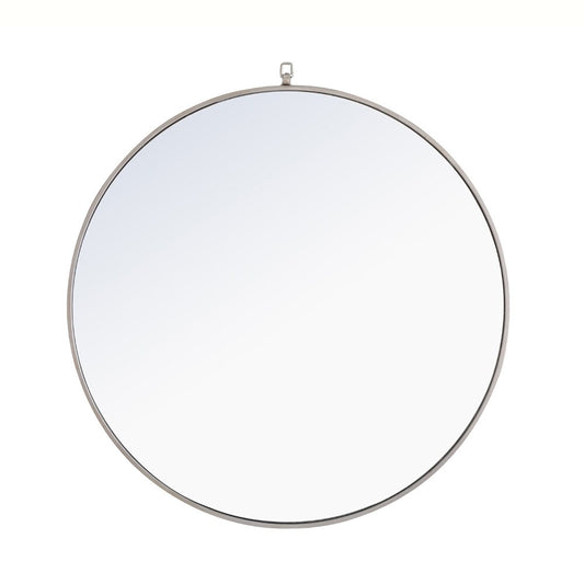 Elegant Furniture & Lighting - Rowan Metal frame Round Mirror with decorative hook 42 inch Silver finish - MR4066S veiw 1