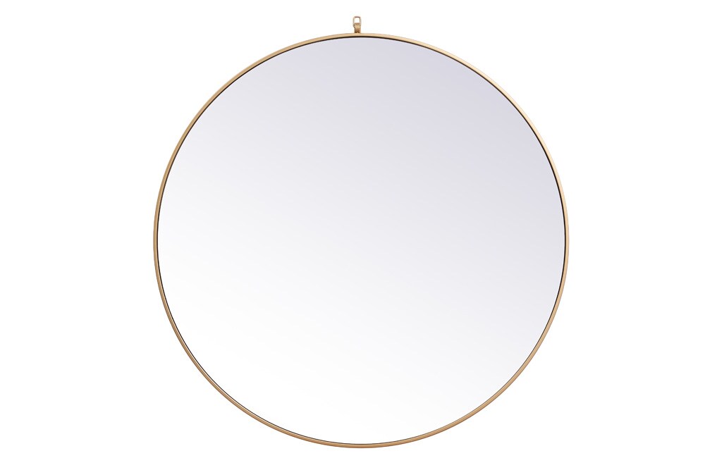 Elegant Furniture & Lighting - Rowan Metal frame round mirror with decorative hook 45 inch in Brass - MR4745BR veiw 1