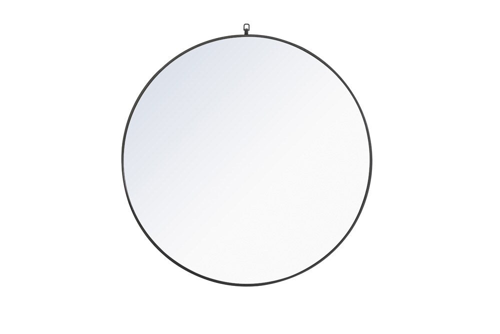 Elegant Furniture & Lighting - Rowan Metal frame Round Mirror with decorative hook 48 inch Black finish - MR4067BK veiw 1
