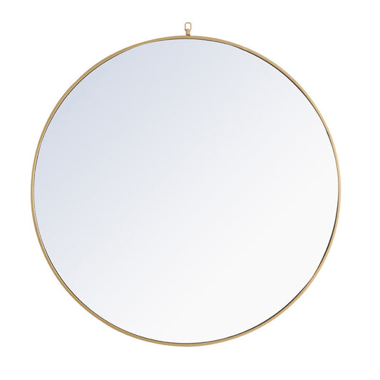 Elegant Furniture & Lighting - Rowan Metal frame Round Mirror with decorative hook 48 inch Brass finish - MR4068BR veiw 1