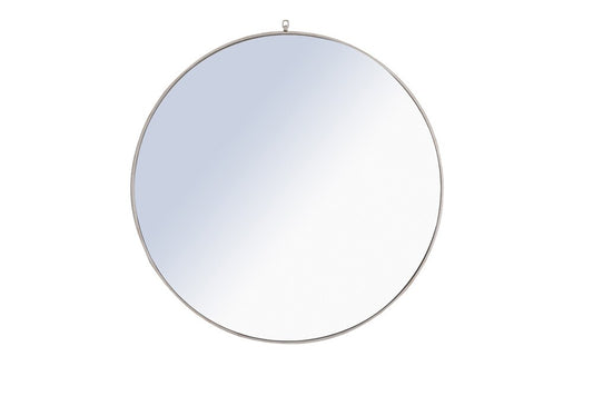 Elegant Furniture & Lighting - Rowan Metal frame Round Mirror with decorative hook 48 inch Silver finish - MR4069S veiw 1