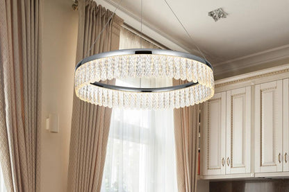 Elegant Furniture & Lighting - Rune 24 inch Adjustable LED chandelier in Chrome - 2060D24C veiw 2