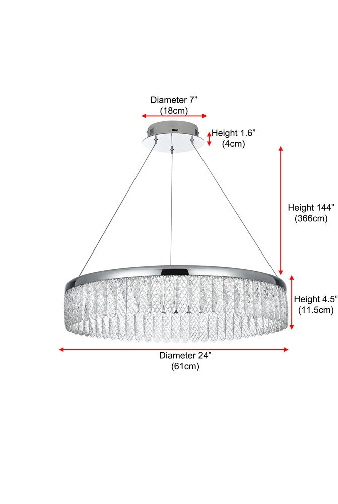 Elegant Furniture & Lighting - Rune 24 inch Adjustable LED chandelier in Chrome - 2060D24C veiw 3