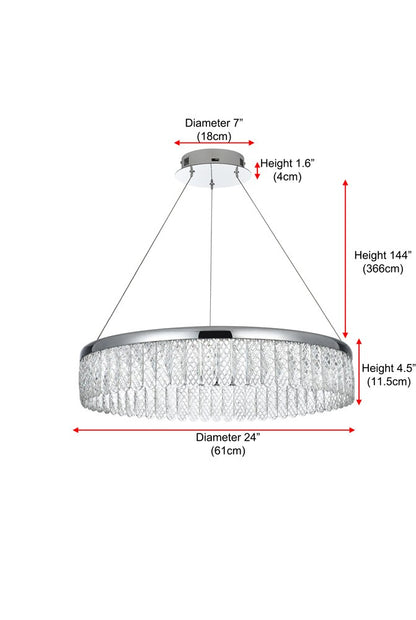 Elegant Furniture & Lighting - Rune 24 inch Adjustable LED chandelier in Chrome - 2060D24C veiw 3