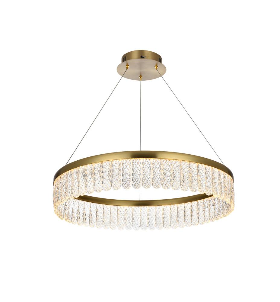 Elegant Furniture & Lighting - Rune 24 inch Adjustable LED chandelier in Satin Gold - 2060D24SG veiw 1