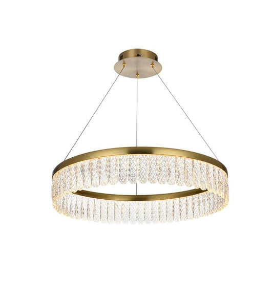 Elegant Furniture & Lighting - Rune 24 inch Adjustable LED chandelier in Satin Gold - 2060D24SG veiw 1