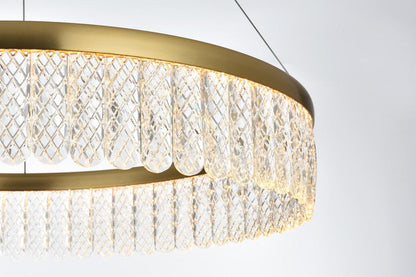 Elegant Furniture & Lighting - Rune 24 inch Adjustable LED chandelier in Satin Gold - 2060D24SG veiw 7