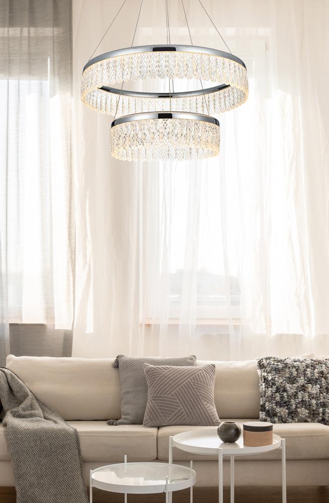 Elegant Furniture & Lighting - Rune 24 inch Adjustable LED chandelier in Chrome - 2060G24C veiw 2