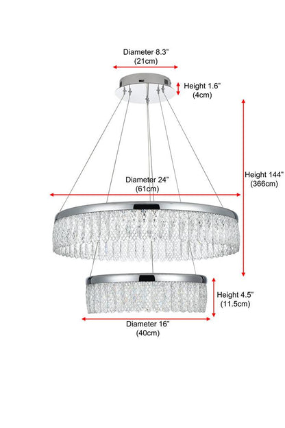 Elegant Furniture & Lighting - Rune 24 inch Adjustable LED chandelier in Chrome - 2060G24C veiw 3