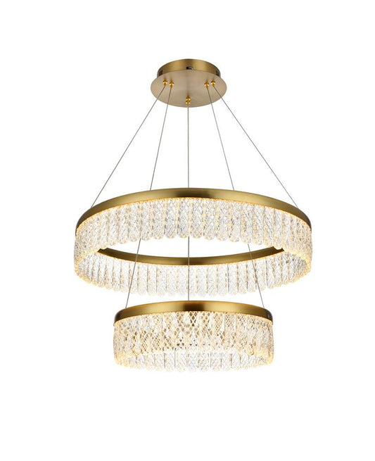 Elegant Furniture & Lighting - Rune 24 inch Adjustable LED chandelier in Satin Gold - 2060G24SG veiw 1