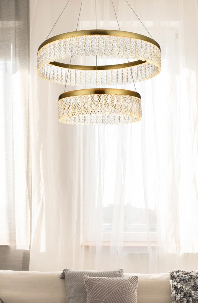 Elegant Furniture & Lighting - Rune 24 inch Adjustable LED chandelier in Satin Gold - 2060G24SG veiw 2