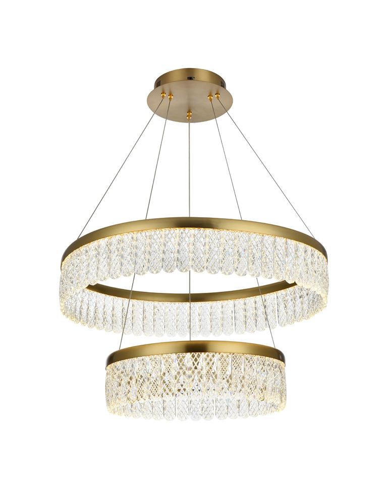 Elegant Furniture & Lighting - Rune 24 inch Adjustable LED chandelier in Satin Gold - 2060G24SG veiw 4