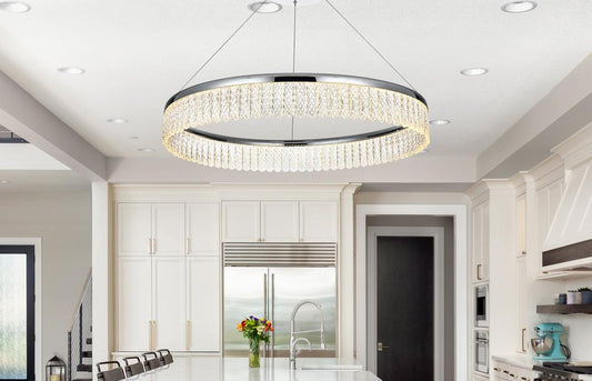 Elegant Furniture & Lighting - Rune 32 inch Adjustable LED chandelier in Chrome - 2060D32C veiw 2