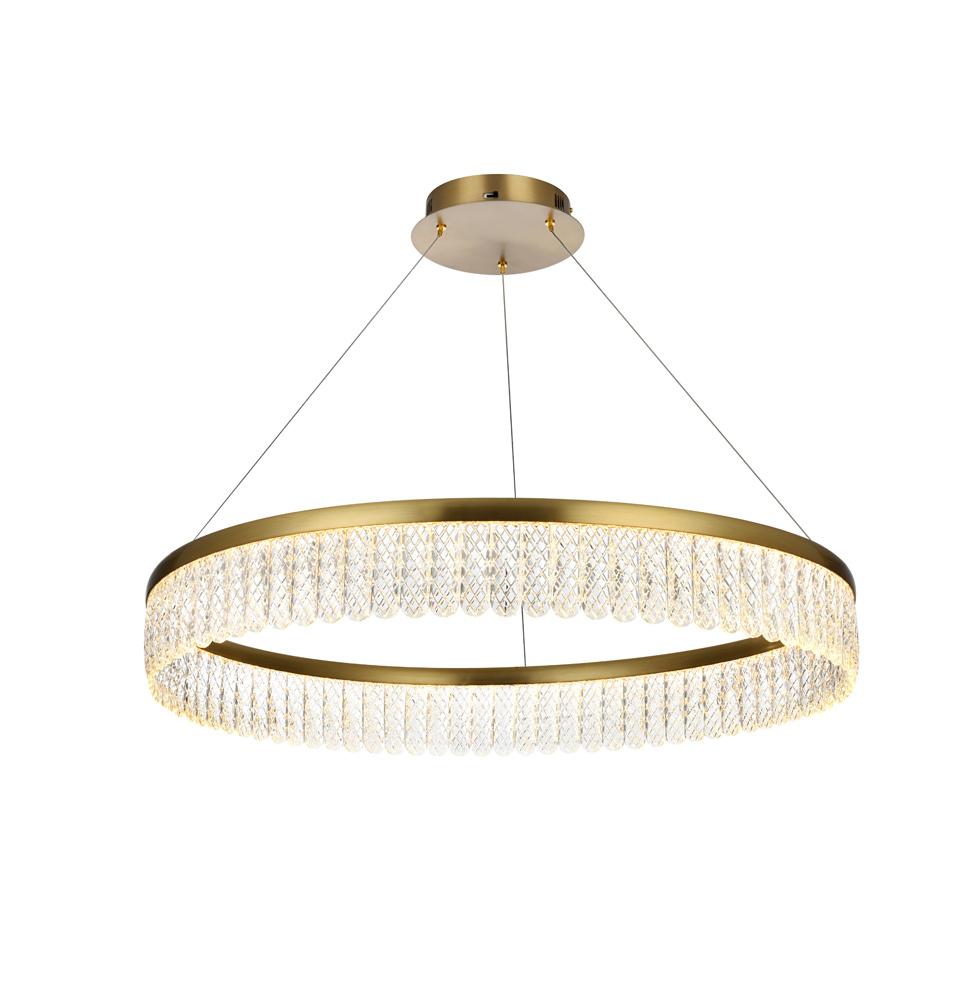 Elegant Furniture & Lighting - Rune 32 inch Adjustable LED chandelier in Satin Gold - 2060D32SG veiw 1
