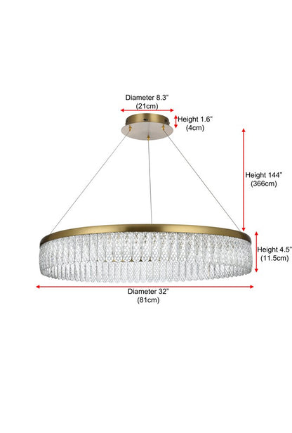 Elegant Furniture & Lighting - Rune 32 inch Adjustable LED chandelier in Satin Gold - 2060D32SG veiw 3