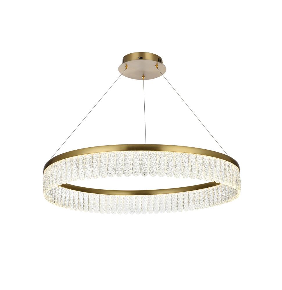 Elegant Furniture & Lighting - Rune 32 inch Adjustable LED chandelier in Satin Gold - 2060D32SG veiw 4