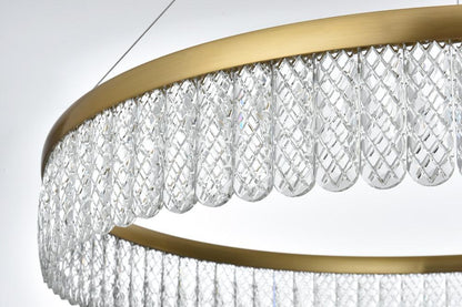 Elegant Furniture & Lighting - Rune 32 inch Adjustable LED chandelier in Satin Gold - 2060D32SG veiw 9